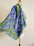 Lake Green Orchid Pattern Silk Scarf