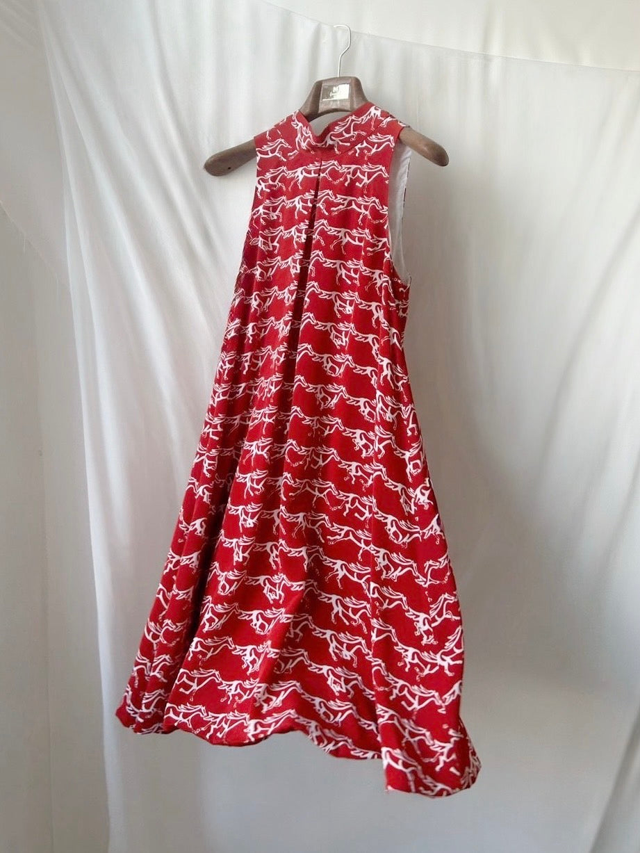 緋悅限定印花洋裝-紅