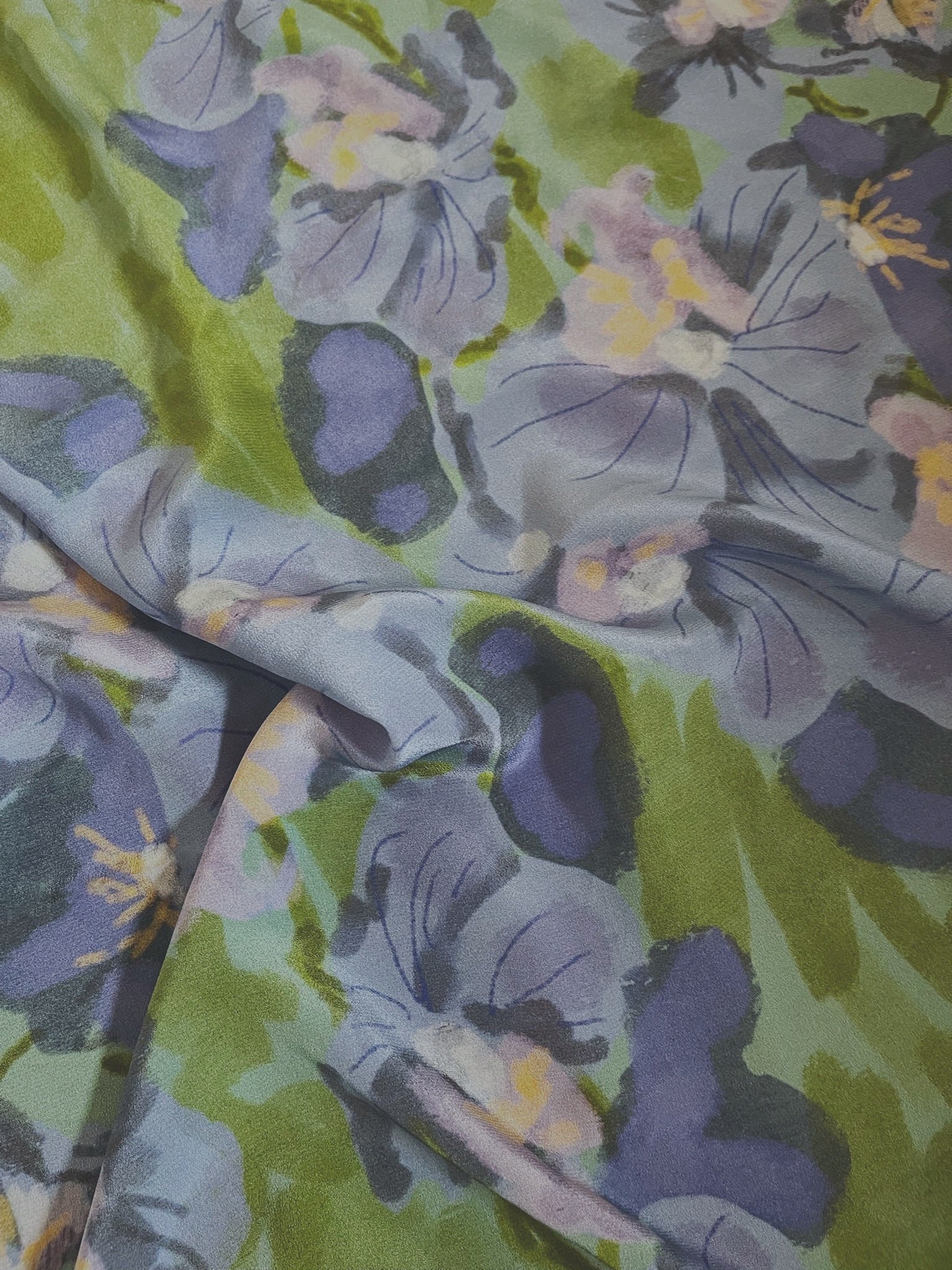 Lake Green Orchid Pattern Silk Scarf