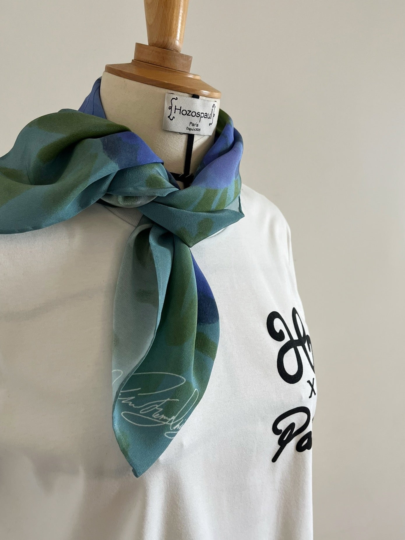Lake Green Orchid Pattern Silk Scarf