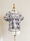 Spring Fig Print Puff Sleeve Top