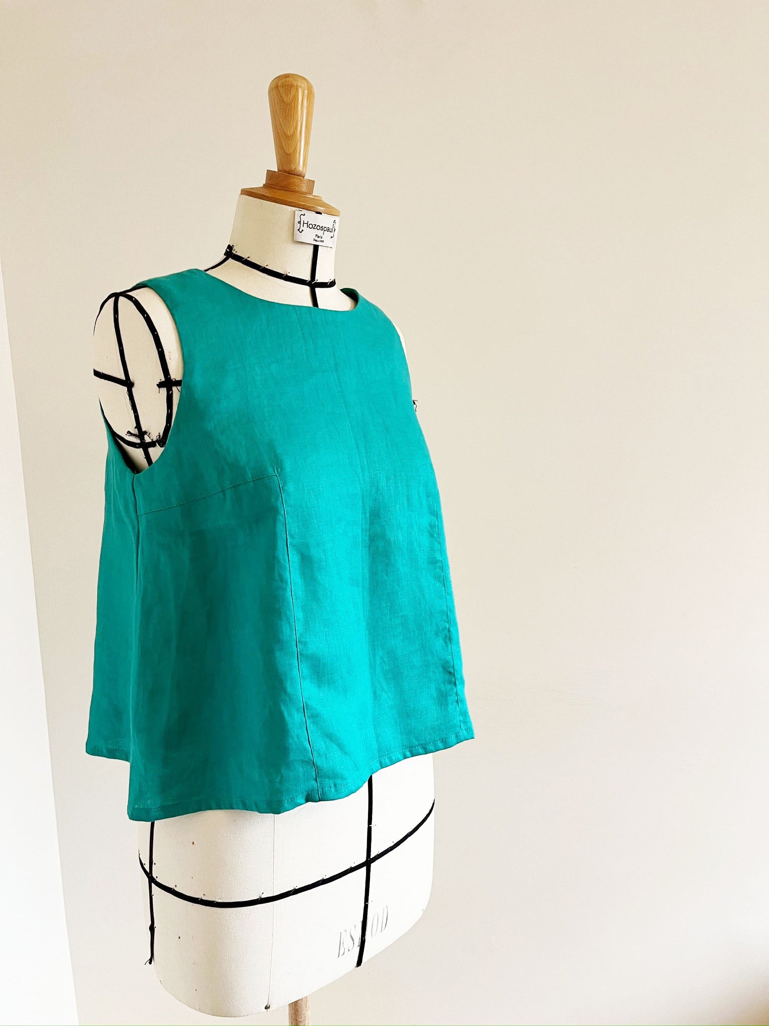Back-Button Linen Vest Top (set)