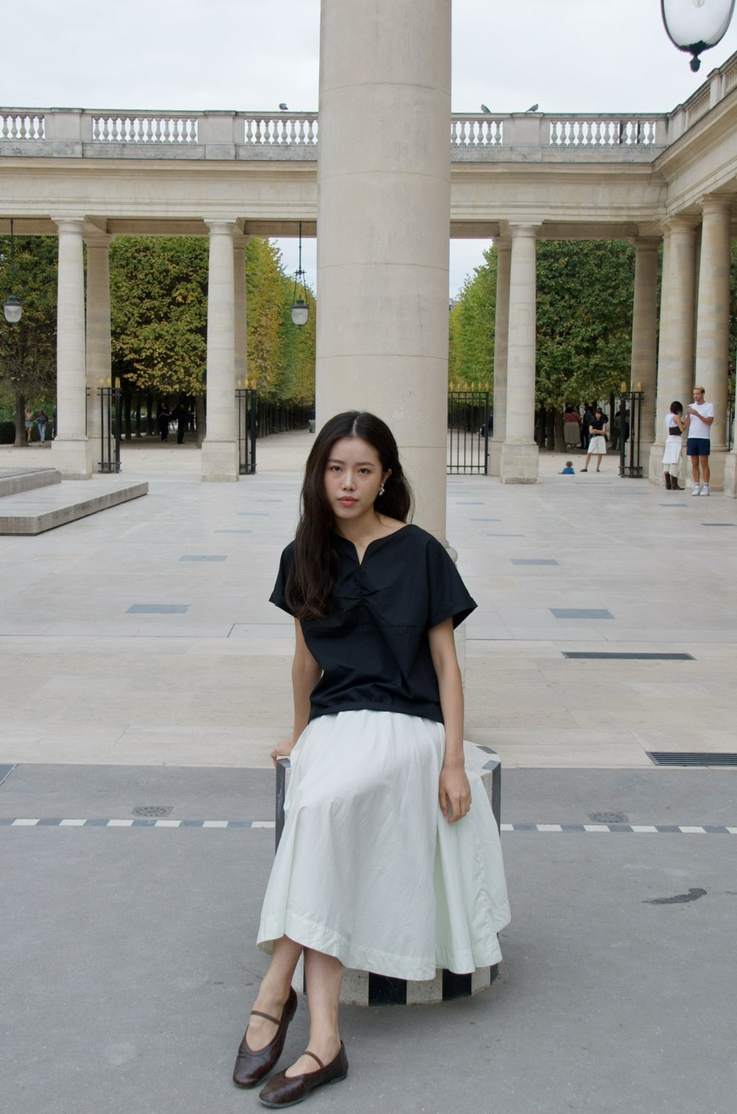 Gathered-front Short Sleeve Top